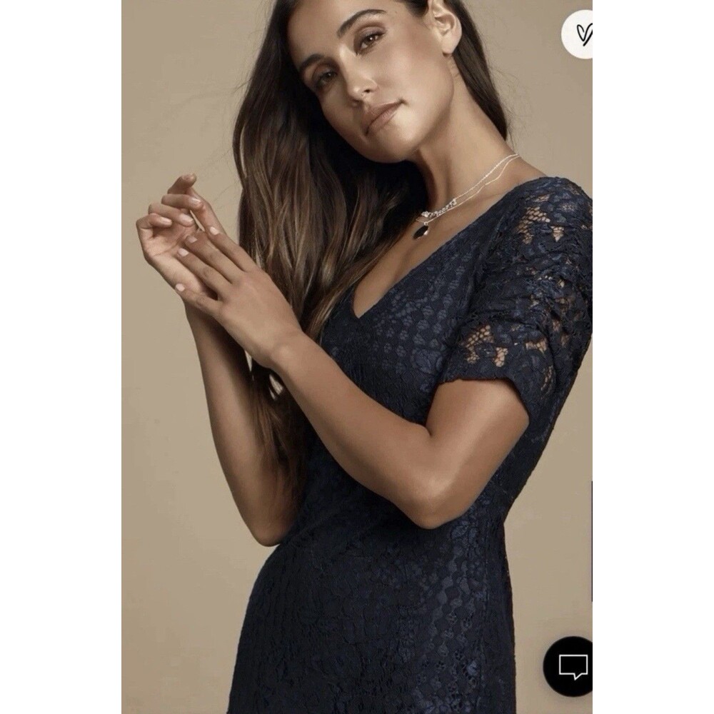 Lulu’s Tatianna Navy Blue Lace Short Sleeve Mini Dress Women’s Small New - Picture 2 of 15